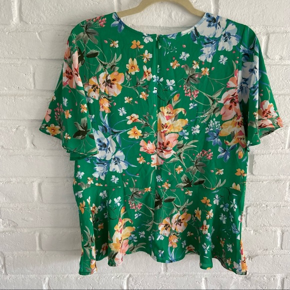 Loft Green Floral Peplum Blouse - Picture 3 of 10
